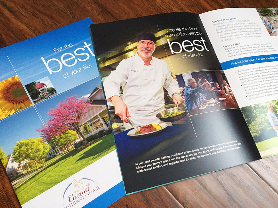 Carroll Lutheran Village brochure cover and interior page