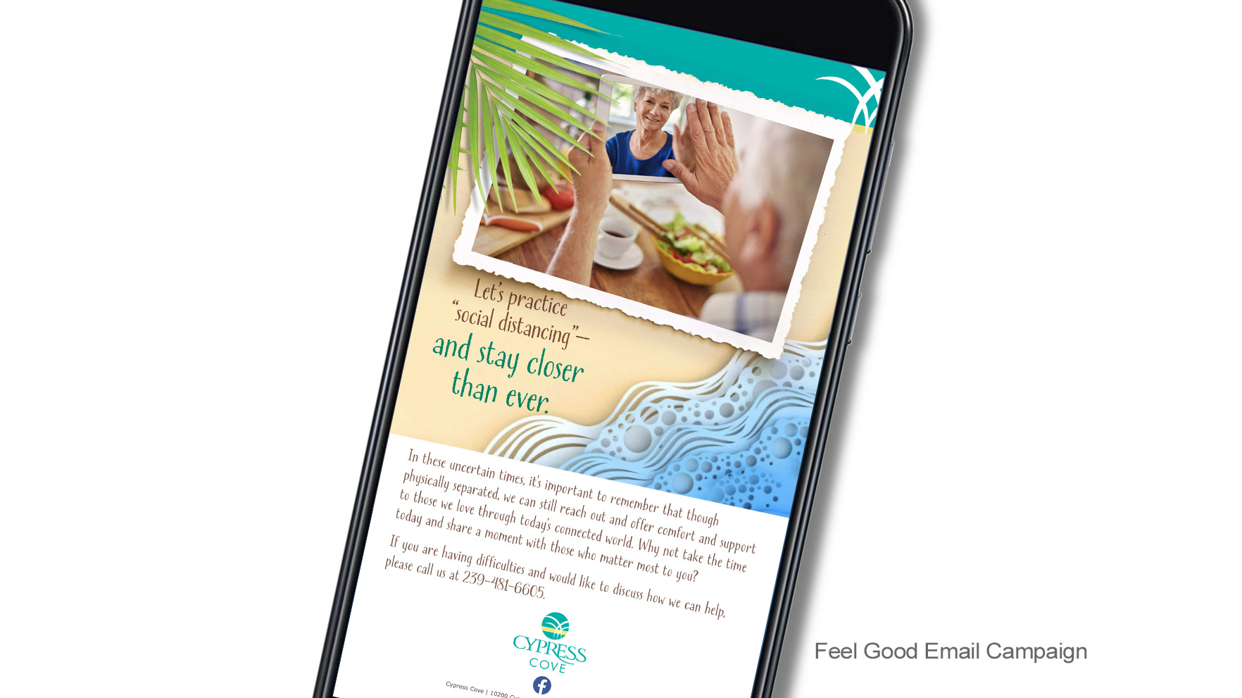 Cypress Cove email shown on mobile phone